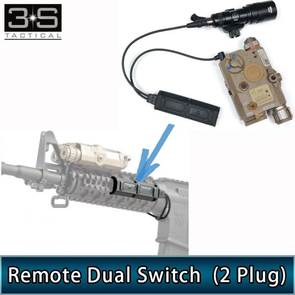 Lights Night Evolution SoftAir Tactical Remote Dual 2 Plug Pressão Chave Botão de lanterna para M600 M300 M300V M600V DBAL M720V PEQ15