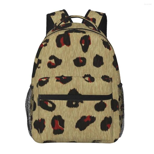 Backpack Teen School Bag para meninas Bookbag Bolhe de estudantes de estudante de estudante escolar manchas de leopardo Backback Bagpack