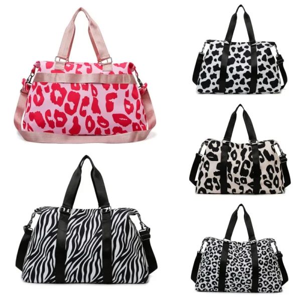 Bolsas de grande capacidade Bolsa de viagem molhada e seca Bolsa de bagagem de lazer Esportes Bolsa de fitness Saco de leopardo Primeira mochila de viagem feminina