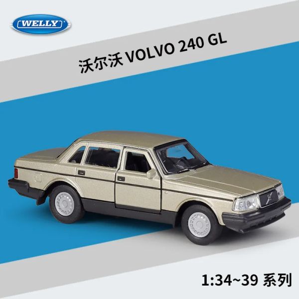 Carros Welly 1:36 Volvo 240 GL High Simulação Diecast Car Model Ligal Ligante Modelo CARRELO CROBOLA DE CRIMENTOS PRESENTES