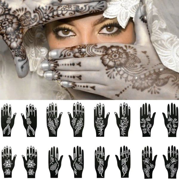 Tattoos cooles Hochzeitswerkzeug Hand Fuß Tattoo Körperkunstaufkleber Henna Schablone Tattoo Schablone Vorlage
