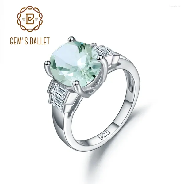 Cluster Rings Gem's Ballet 925 Sterling Silver создал зеленый аметист Gemstone Свадебное обручальное кольцо