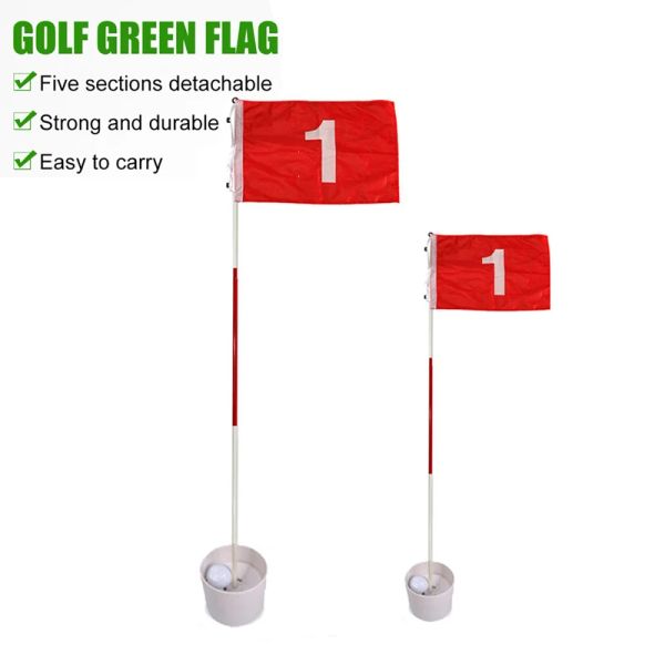 СПИД 1SET FLAGSTICKS GOLF FLAGS FLAGS HOLE POLE CUP Установите портативные 5 секции.