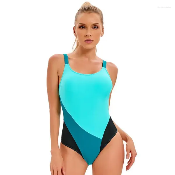 Menas de banho feminina Nacular One peça feminino Swimsuit Sports Beachwear Patchwork Plus Size Bathing Suit Push Up Feminino Sexy Green