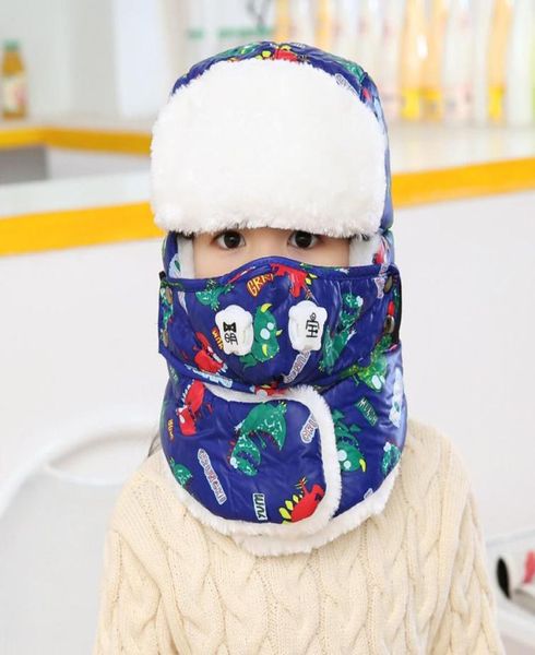 Meninos e meninas chapéu caçador de inverno máscara de pescoço duplo Mantenha quente anti neblina caps6937157