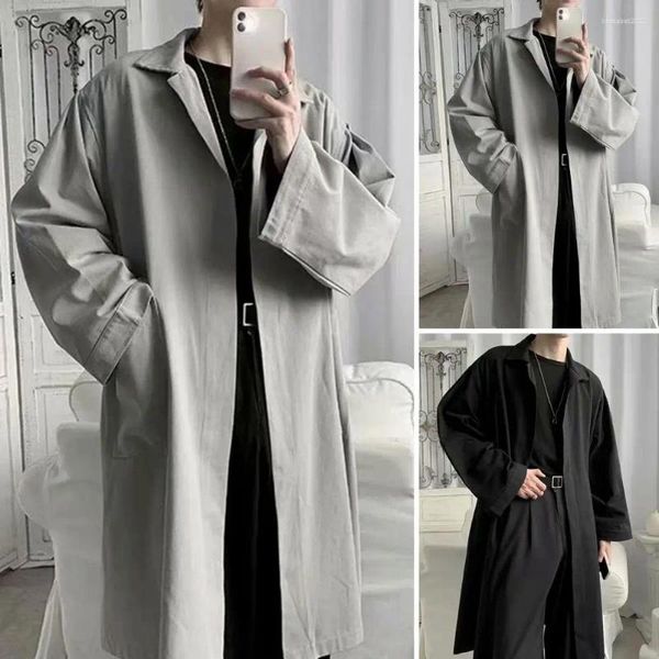 Herren Trench Coats Männer Polyester Mantel Stylish Revers für atmungsaktive falten resistente trendige Frühlingsherbst-Oberbekleidung Taille