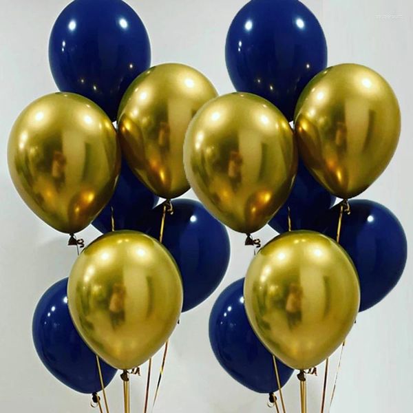 Decoração de festa 30pcs 12 polegadas tinta de pérola azul cromo dourado balões de látex de bebê decoração de aniversário decoração de confetes de balão decoração de noiva