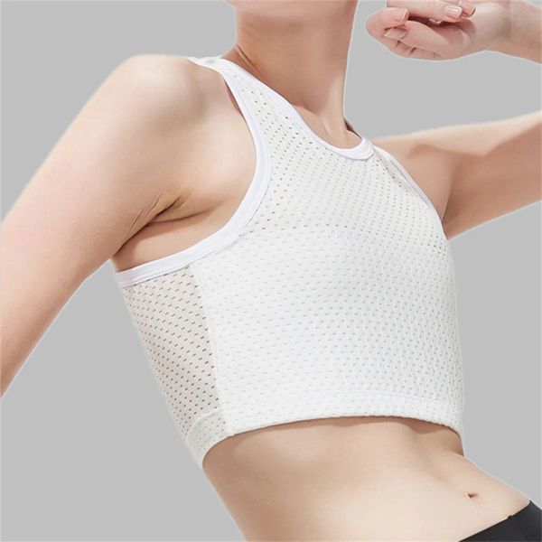 Potenziatore lesbico abbigliamento sportivo per il petto legante trans cror top corso piazzolo corsetto allungata elastica del corpo del reggiseno a maschiatura