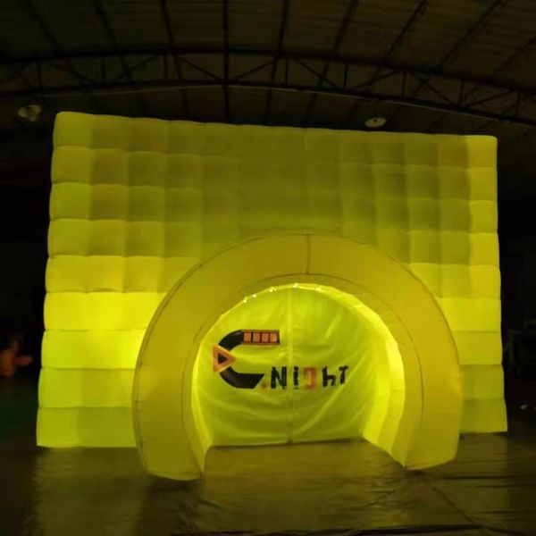 Frete Aéreo gratuito Novo estilo colorido Câmera de luz LED de luz inflável Booth Cube Photobooth Ten Wedding House para evento de festa de publicidade