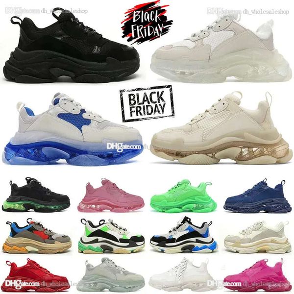 Schuhe Männer 17fw Frauen Designer Triple S lässige Sneakers Plattform Tan Clear Sole Black White Grey Rot Pink Blue Royal Neon Green Herren Trainer Hoes Neaker Ole S