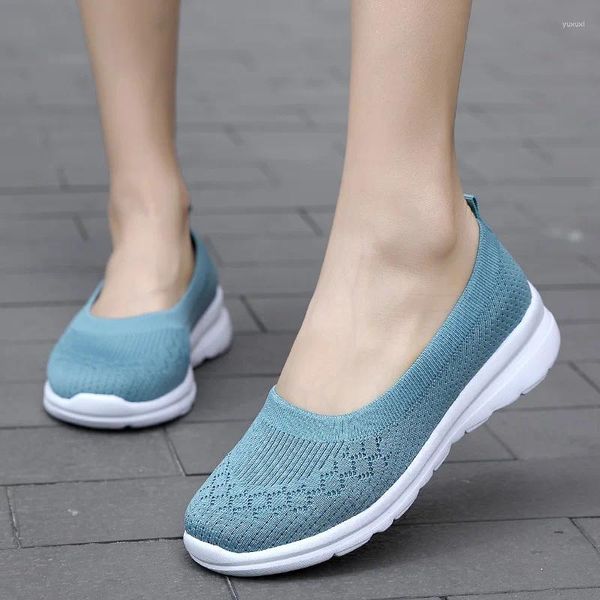 Lässige Schuhe 2024 Frauen Sneakers Mode Socken weiße Sommer gestrickt Vulkanisierte Trainer Tenis Feminino