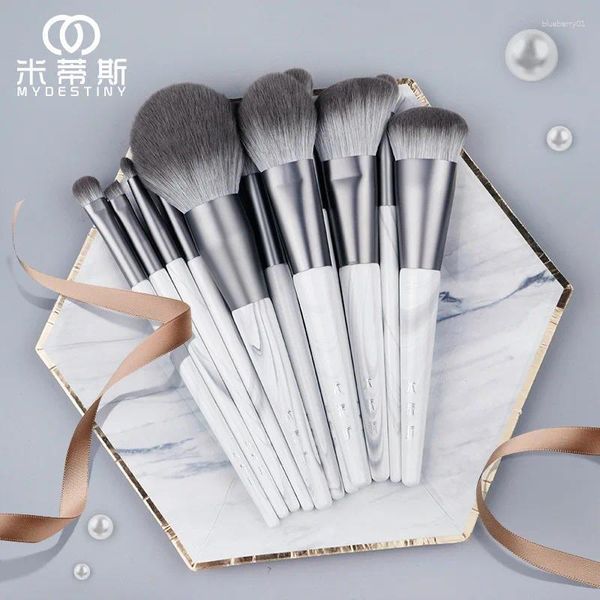 Pincéis de maquiagem MyDestiny Brush-Clout Dye 12pcs Soft Fiber Set Set Powder Blush Bush Fundação Bolsa portátil