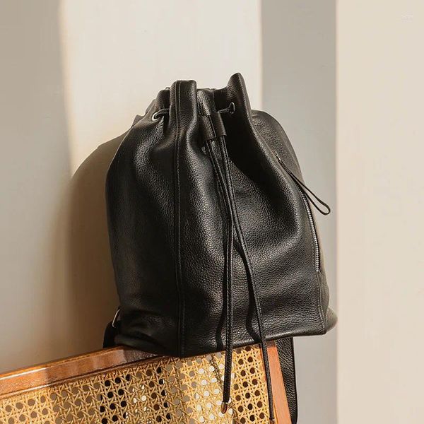 Школьные сумки подлинный кожаный рюкзак 2024 Top Layer Cowhide Retro Women's Wishing Sagn