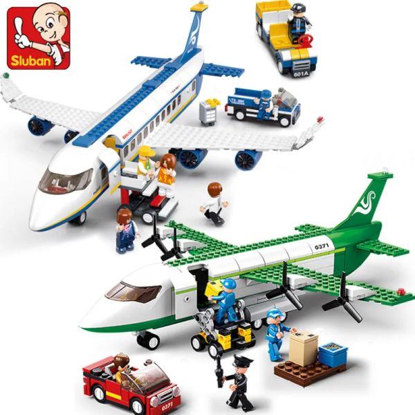 Блоки городские грузовые самолеты аэропорт аэропорт Airbus Airplane Avion Технические творческие строительные блоки образовательные игрушки для детей