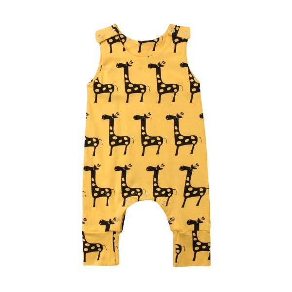 One-Pieces Citgeett Sommer Cartoon Kleinkind Baby Jungen Mädchen Baumwollhirsch Strampler Gelb süßer Jumpsuit Outfit Sunsuit Kleidung