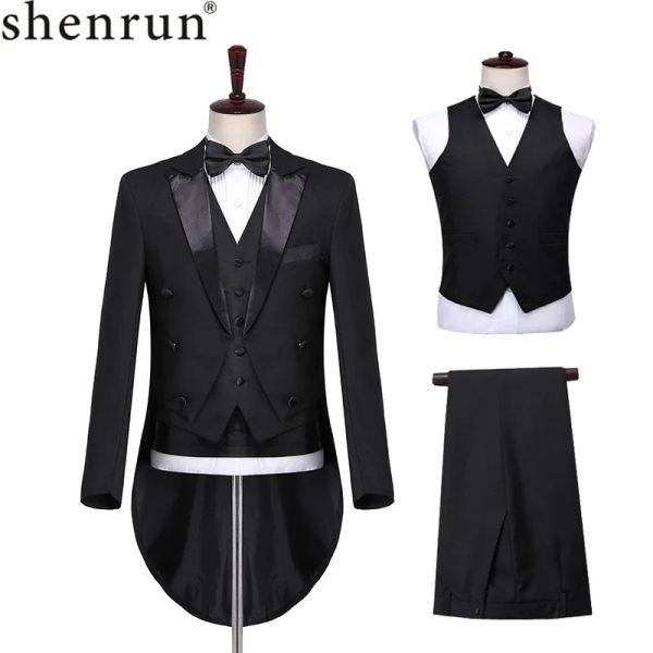 Ternos shenrun homens clássico 3 peças Tailcoat Black When Wedding Tuxedo noivo Party Business Party Prom Singer Dancer Dress Stage Dress