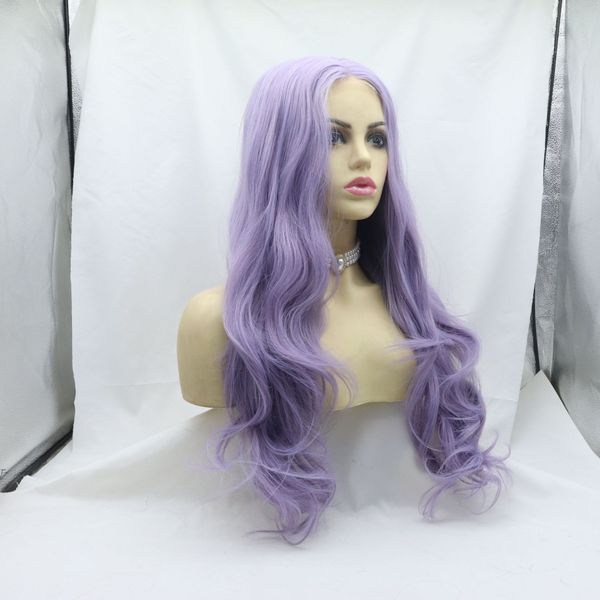 Wig European и American Median-Parted Long Curly Front Check Chemical Fiber High-температурная проволочная фабрика Прямые продажи, готовые к ручной работы головным убором, головные уборы