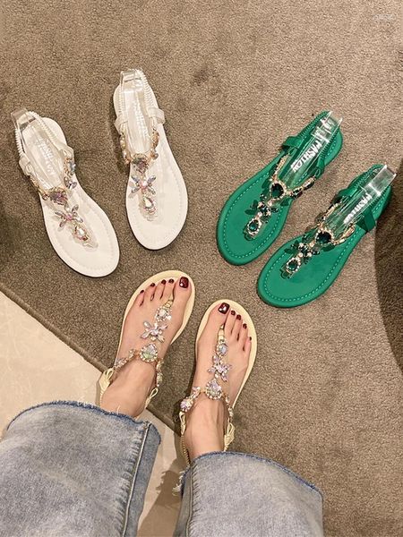 Freizeitschuhe All-Match Flip Flops Plattform 2024 Sommer flacher Sandalenschuhanzug weiblich beige klare heels großer korrektiv ohne Komfort