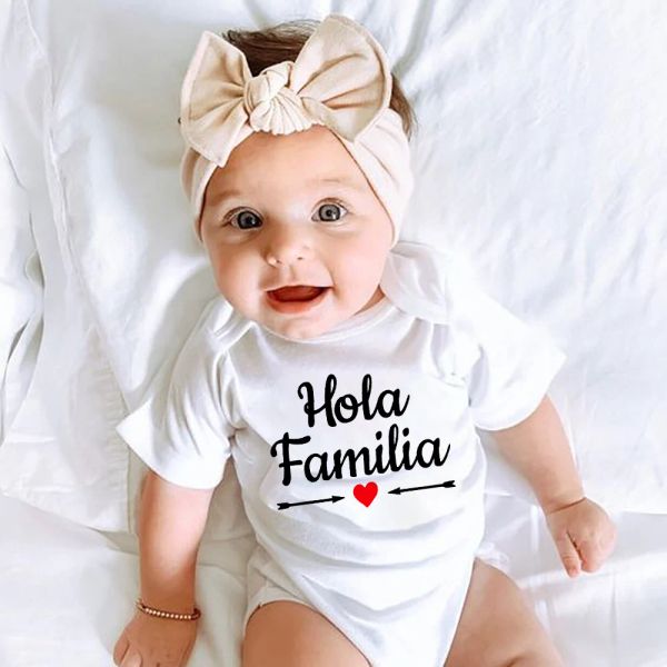 Pieces hola-familia espanhol engraçado bebê recém-nascido garoto menino menina casual bodysuits de roupas infantis roupas rastreadoras ropa