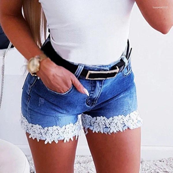 Jeans jeans jeans shorts sexy slim elastic pizzo patchwork pantaloni in denim streetwear y2k abiti da donna abiti skinny casual 2024