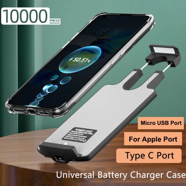 Fälle Universal Battery Ladegerät für iPhone 14 Huawei Samsung Oppo OnePlus Xiaomi Power Bank Batterie Ladegerät Case einstellbare Abdeckung
