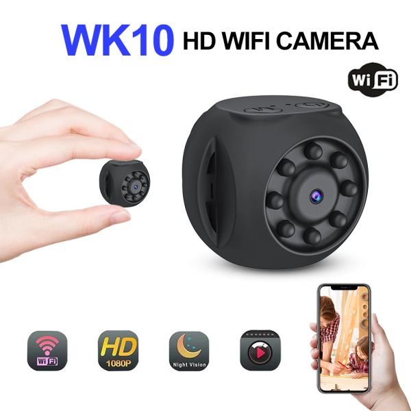 Камеры WK10 мини -камера Wi -Fi поддерживает инфракрасное ночное видение 1080p 90 ° HD Широкола камера с небольшим размером и широким диапазоном применений