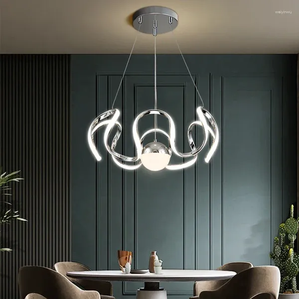 Candeliers Nordic Luxury Dining Room Chandelier Pleno Simples Creative LED teto com controle remoto Lâmpada de suspensão moderna