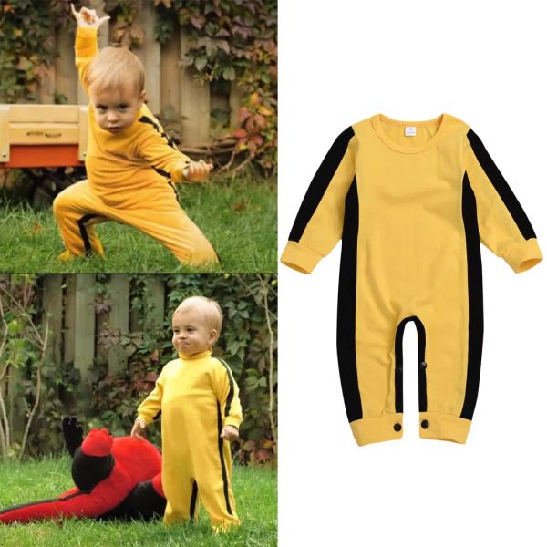 Pieces Baby Chinese Kung fu lee Roupa recém-nascida bebê meninas meninos clássicos macacão de macacão de macacão de macacão Rompes casuais Romaneiros Bruce