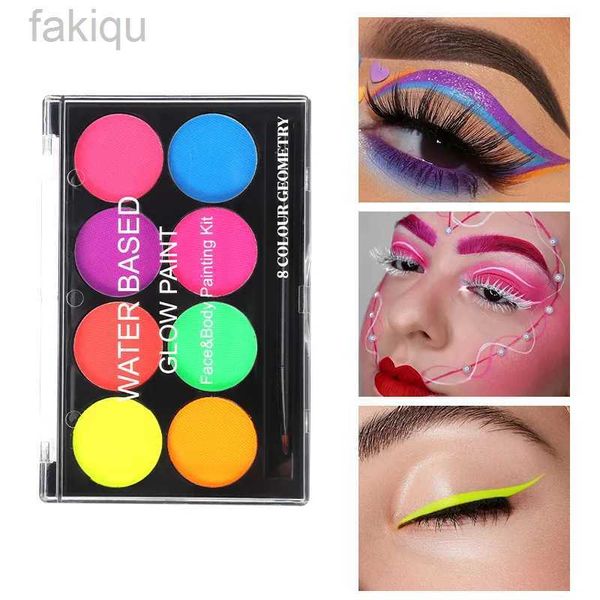 Körperfarbe 8 Farbe Luminiscent Paint Face Body Glow Art Paints für Gesichtsglühen in der dunklen Make -up Kinder Körperfarbe Make -up Cosplay Make -up D240424