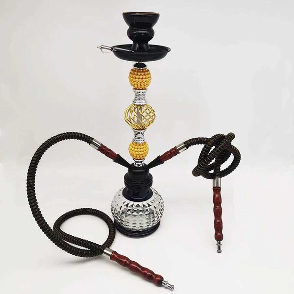 Курительные трубы арабская шиша установлена со средней стеклянной бутылкой двойной шланг для кальянного бара аксессуары день рождения подарка T240423