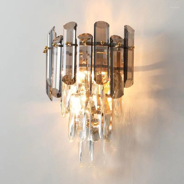 Настенная лампа Crystal TV фон дома освещение эль -проект Профессиональный современный светодиодный зеркал