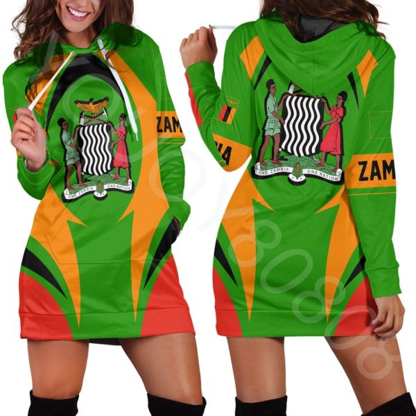 Polos 2023 Nuovo stampa Africazone Clothing Zambia Azione Flag Hoodie Casual Sport Street Style