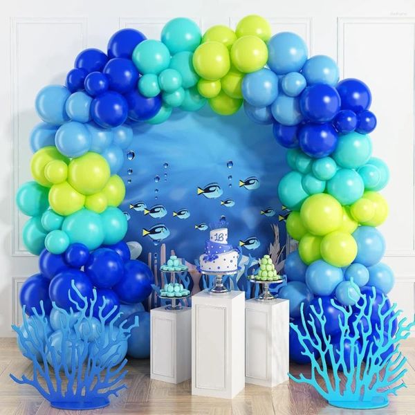 Decorazione per feste 95pcs blu verde verde acqua in lattice Kit arco di ghirlanda per oceano a tema compleanno decorazioni per la doccia per bambini