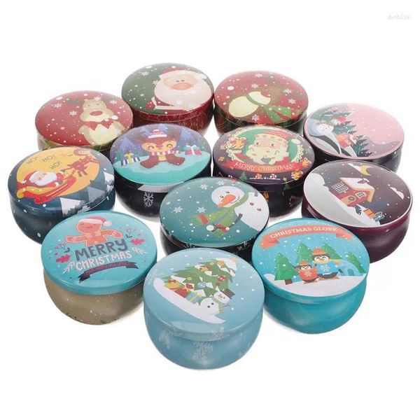 Garrafas 12pcs velas temas de Natal caixas perfumadas vazias latas pequenas latas de latas de latas de latas jar randomstyle