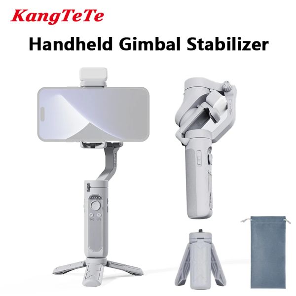 Gimbals 3 Achse Faltbare Gimbal -Handheld -Stabilisator -Smartphone -Videoaufzeichnung Vlog Fill Light Selfie Stick für iPhone Xiaomi Huawei Samsung