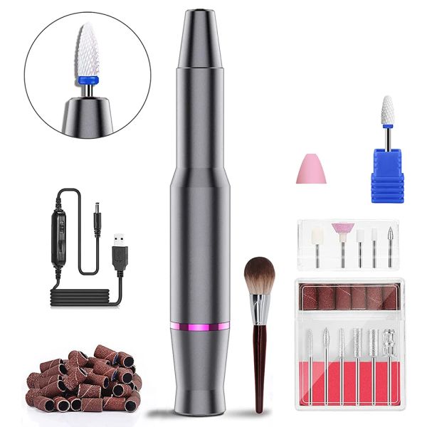 Drills Máquina de perfuração de unhas elétricas Máquina de manicure profissional com pregos Bits Bits Pedicure de Removedor de Gel de Gel Pedicure e Ferramentas de Nail