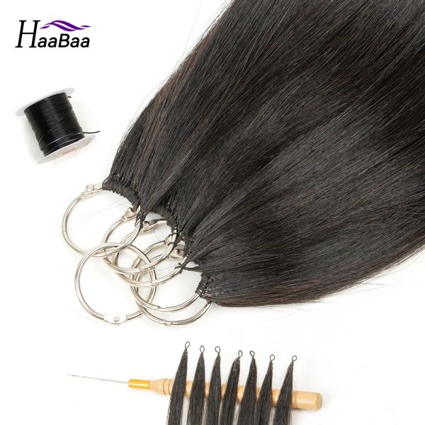 Extensões Feather Human Hair Extensions Straight 16 