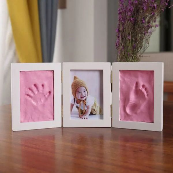 Cornici simpatiche cornice per bambini simpatica 3d impronta fai -da -te impronta aria asciugatura argilla morbida footprint bambini che lancia l'impronta di inkpad manuale