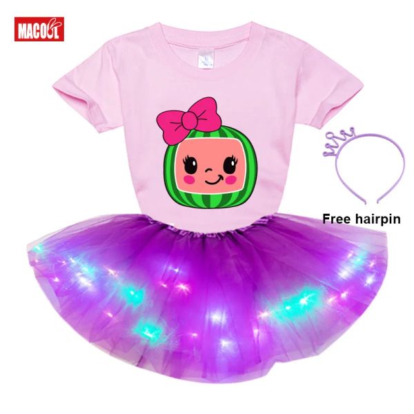 Set girl tutu camicia outfit per bambini abiti 2022 girl estivi abito tutu cocogirl magliette per anguria set da festa leggero