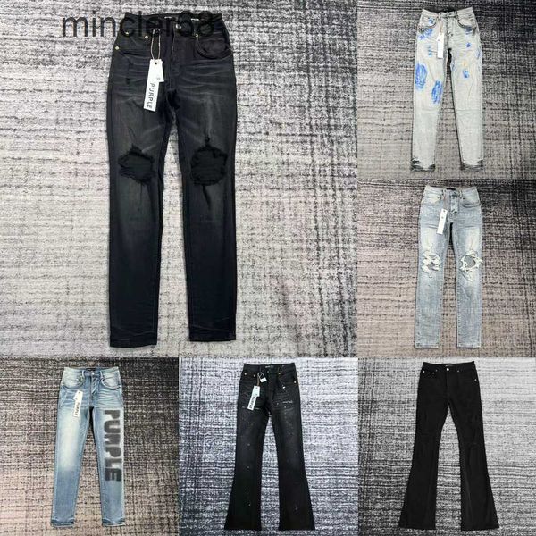 Top-Qualität lila Marke Jeans verdickte Stoff Glockenbodenhose Soft Label Denimhose Herren Hosen Straight Retro Daily Outfit Freizeitdesigner Jeans für Männer