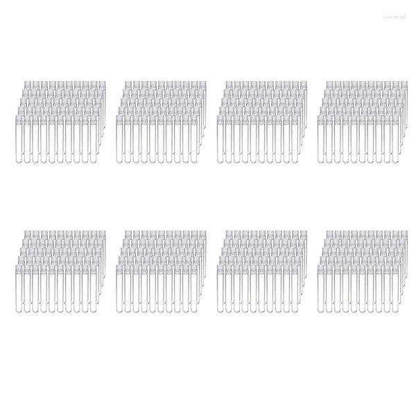 Garrafas de armazenamento 800pcs tubos de teste de plástico transparente com tampas de parafuso branco Os recipientes de amostra empurram 12x75mm