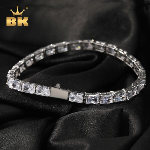 Stränge Der Bling King 6mm Baguettecz Tennis Link Armband ICED Square Cubic Zirconia Bracelets HipHop Rock Schmuck für Partygeschenk