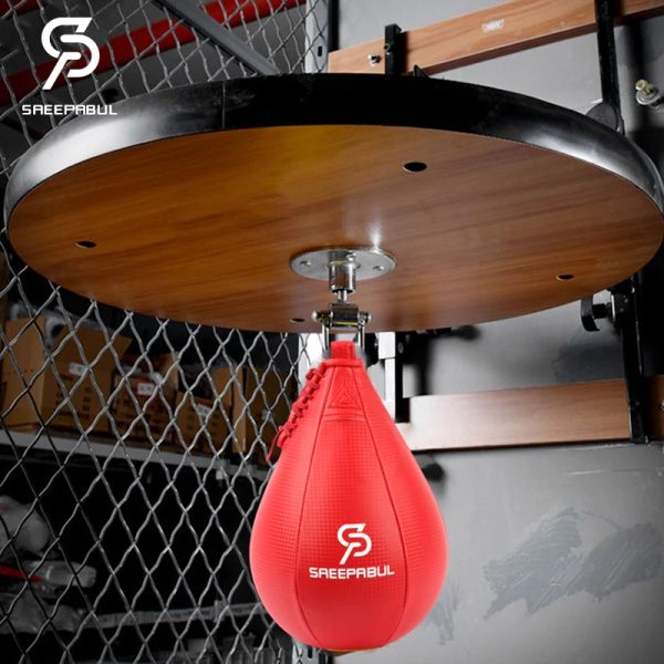 Boxing Boxing Pear Shape PU Speed Ball com saco de soco giratório Boxeo Speed Bag Punch Fitness Training Ball Gym Exercitor Acessor