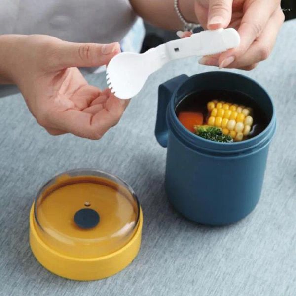 Dinnerware Durável estudantes escolares Breakfast Sopa Cup com capa selada cor sólida aveia de aveia embutida Uso diário