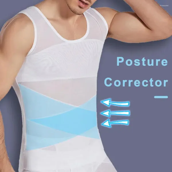 Canotte maschili da uomo maschera per giubbotto per corsetto per uomo con maglia ad alta elasticità per l'addome shapewear grasso ustioni fitness vita