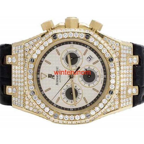 Швейцарские роскошные часы AP Automatic Watch 18K Gold Mens 39 мм Audemar Pigue Royal Oak Band против Diamond Hbaj