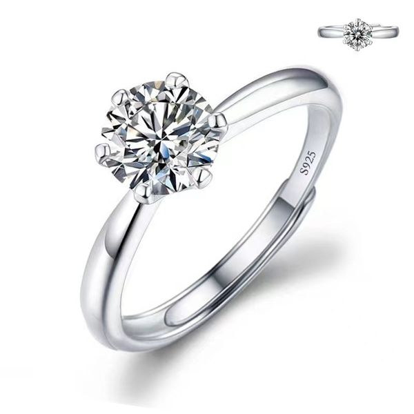 Never Fade White Tibetan Silver Rings for Women Round Zircon Crystal Anelli Bride Promise Fette per matrimoni Reghip Gioielli Designer Fashion Heart Ring