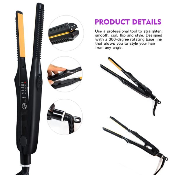 Irons Mini Tragbare Keramikplatte 2 in 1 Flacheisen Salon Professional Ionic- und Lockler Haarglätter