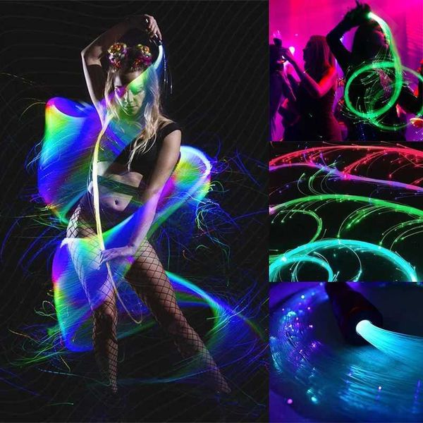 Outros suprimentos de festa de evento RGB LED Fiber Optic Dance Whip Light Disco DiscO dança Party recarregável Chicote brilhante Toy Flow Flow 10 Modos Glow 36 Lâmpada Efeito T240422