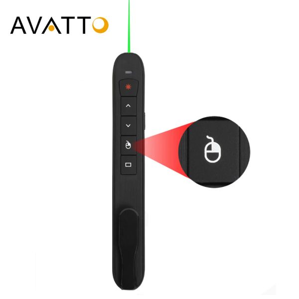 Ratos Avatto Rechargable 2.4g Ponteiro de apresentação sem fio com mouse de ar, PowerPoint Apresentador Remote controle ppt clicker caneta